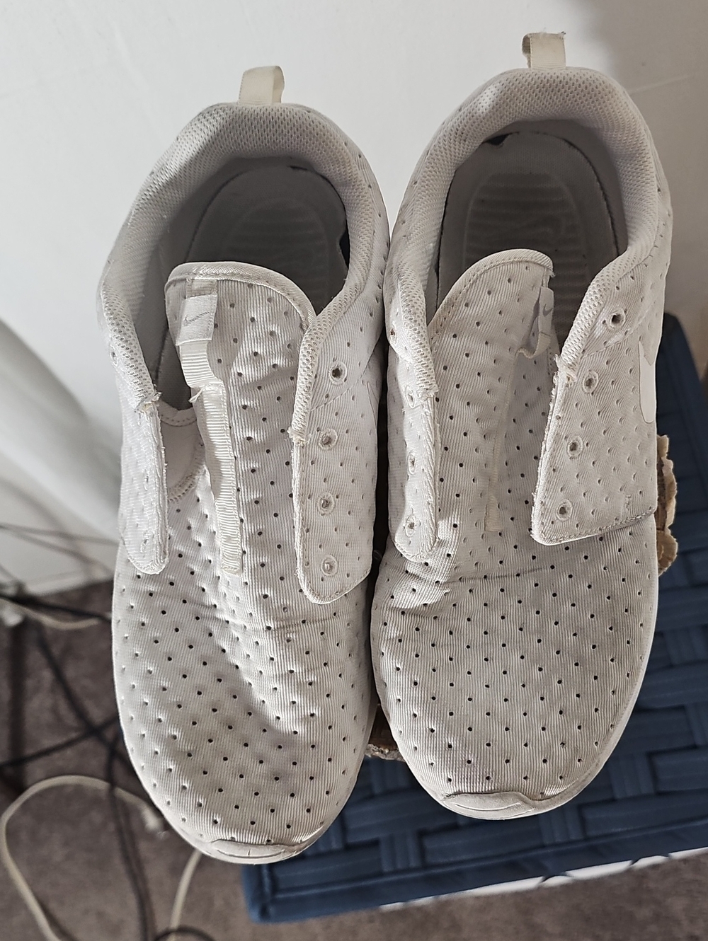 Nike Men's White Perforated Slip-On Sneakers